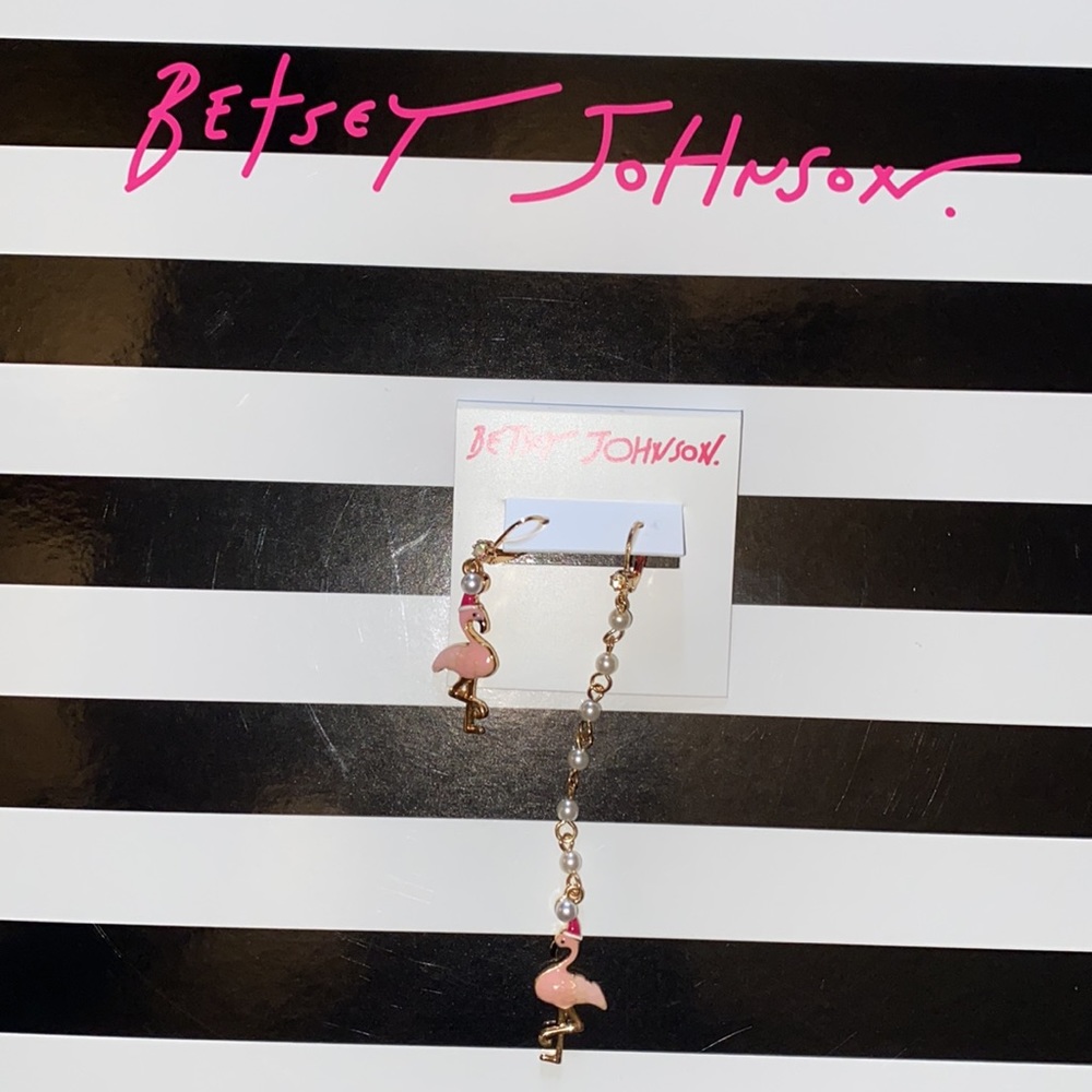 Betsey Johnson Short/Long Flamingo Earrings - Picture 6 of 9